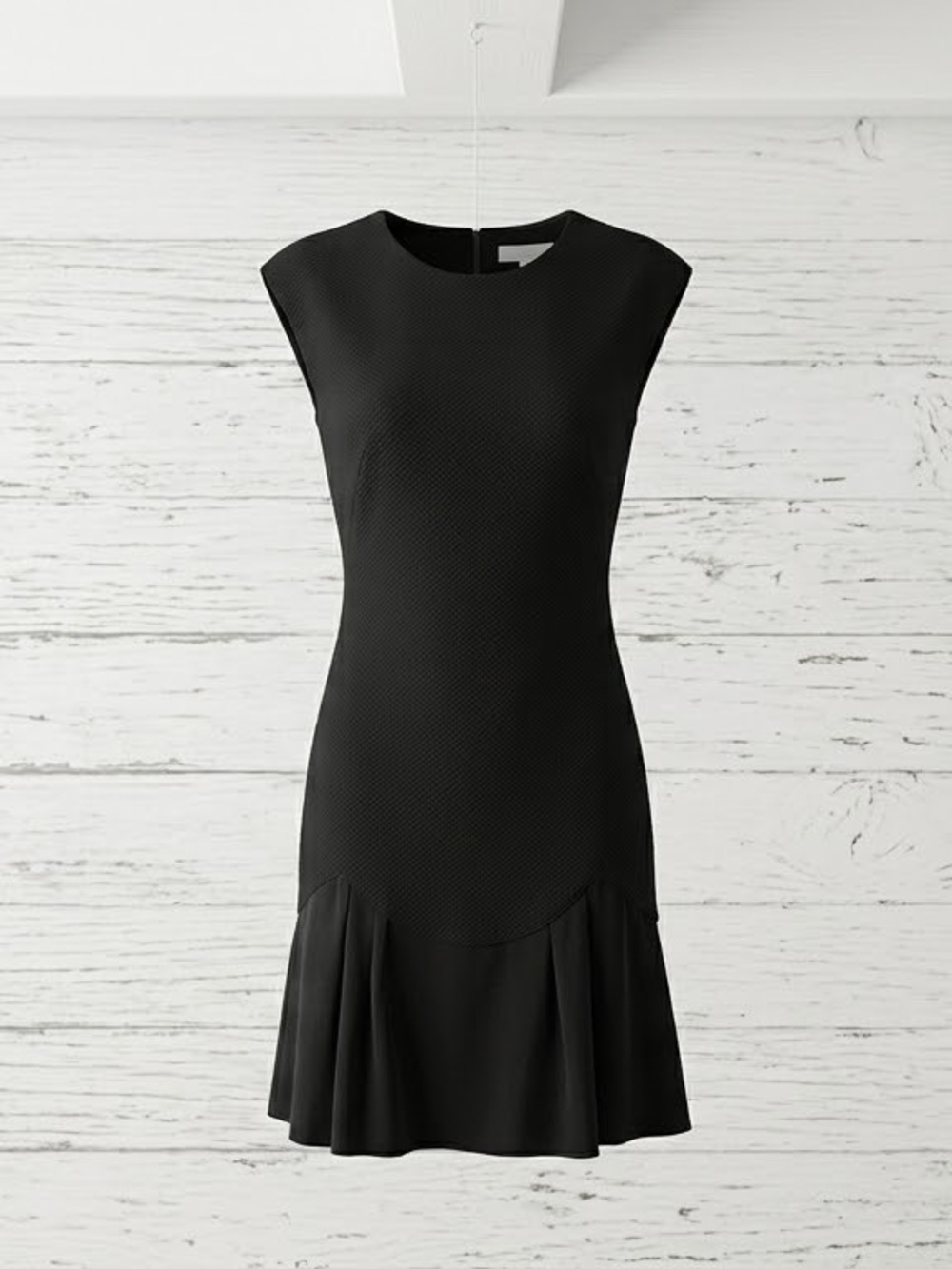 NWT Rebecca Taylor Stacy Black Pique Pleated Drop Waist Mini Dress Size 6